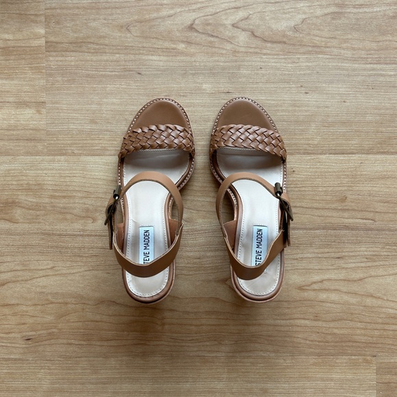 Steve Madden Cadence Leather Heeled Sandal (Cognac) - Picture 6 of 14